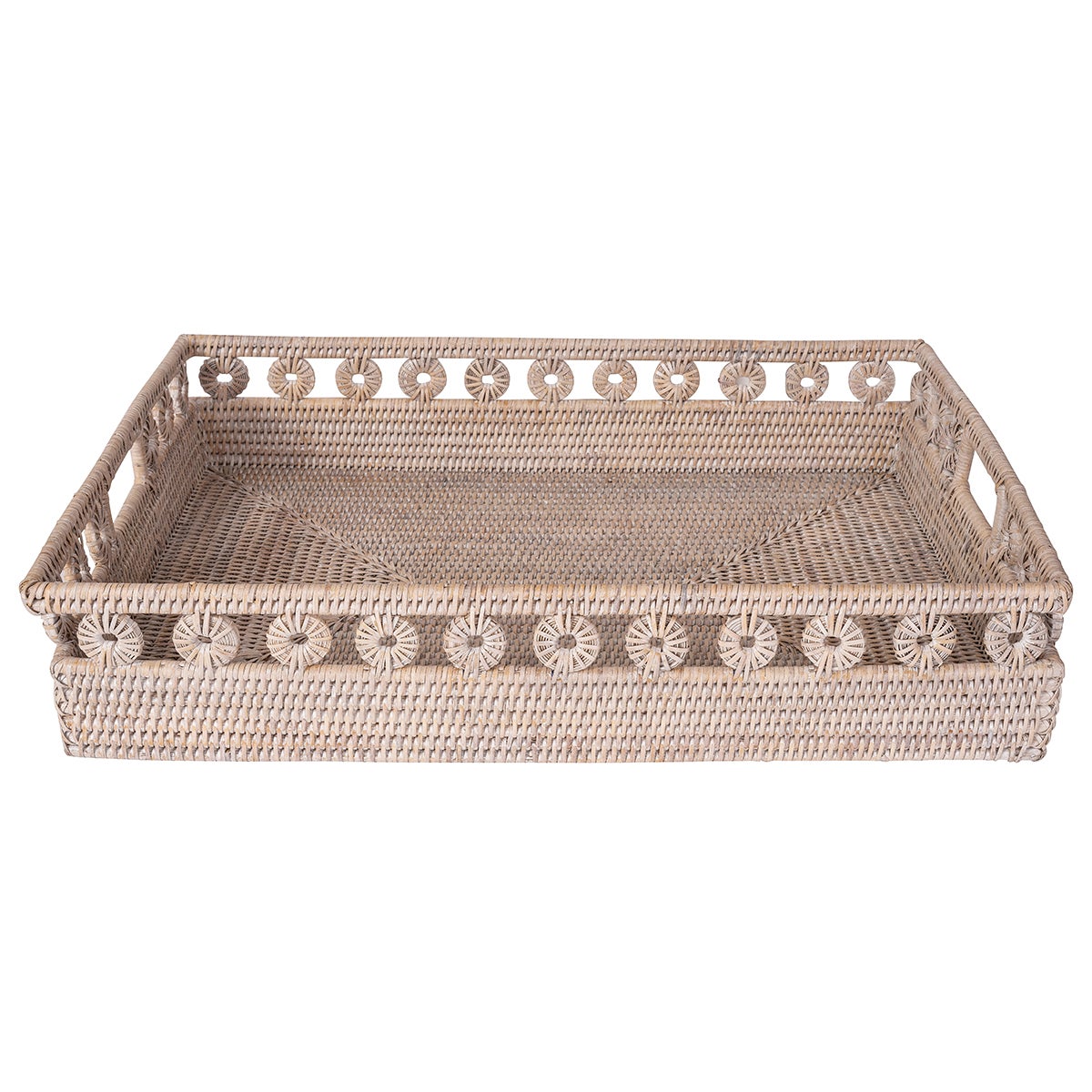 Artifacts Trading Company Inna Design Tray,Cutout Handle White Wash